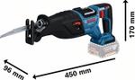 Пила сабельная аккумуляторная BOSCH GSA 185-LI без АКБ иЗУ 06016C0020