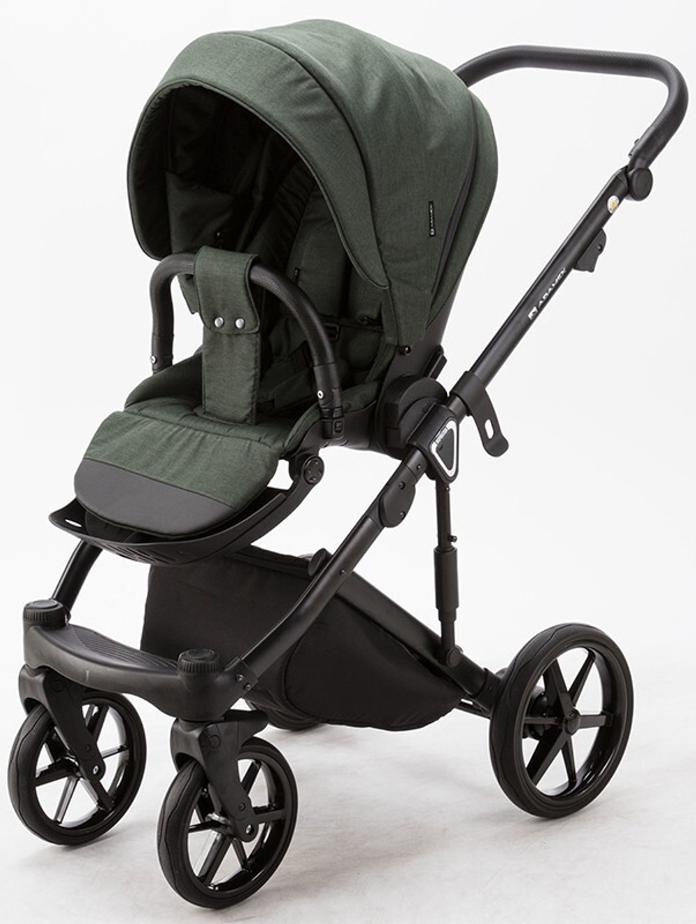 Детская коляска Adamex Marco 2 в 1 GA06 (Т. ЗЕЛ.ТК.+ Т. ЗЕЛ. КОЖ. ОТДЕЛКА)