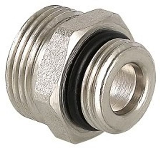 Ниппель Valtec 1/2х3/4" «евроконус» НР с наружной резьбой латунный никелированный VTr.580.NE.040E