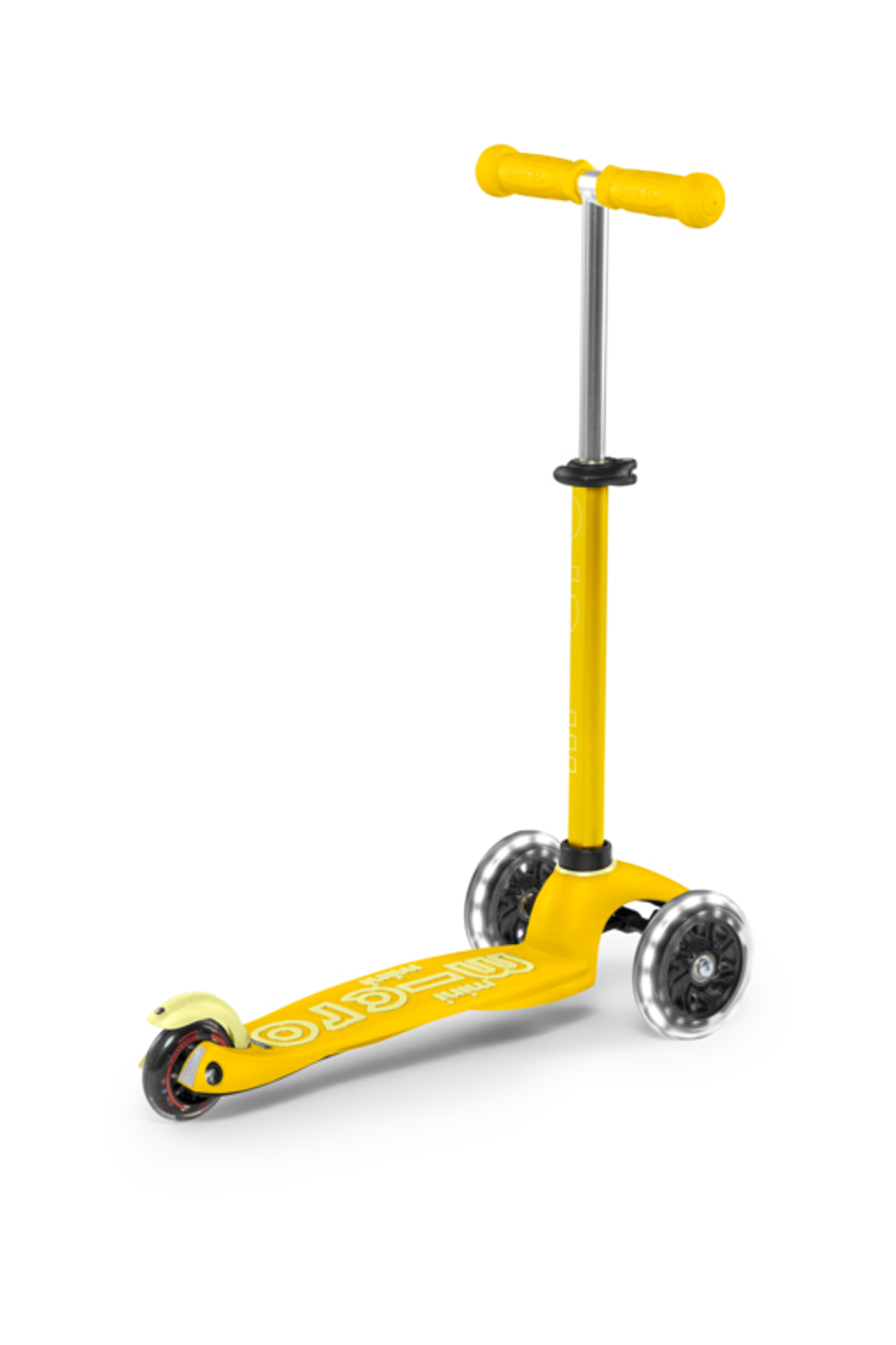 Самокат Mini Micro Deluxe Желтый LED со стикерами Монстрики 15 шт
