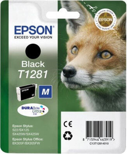 Epson Fox Singlepack Black T1281 DURABrite Ultra Ink C13T12814010