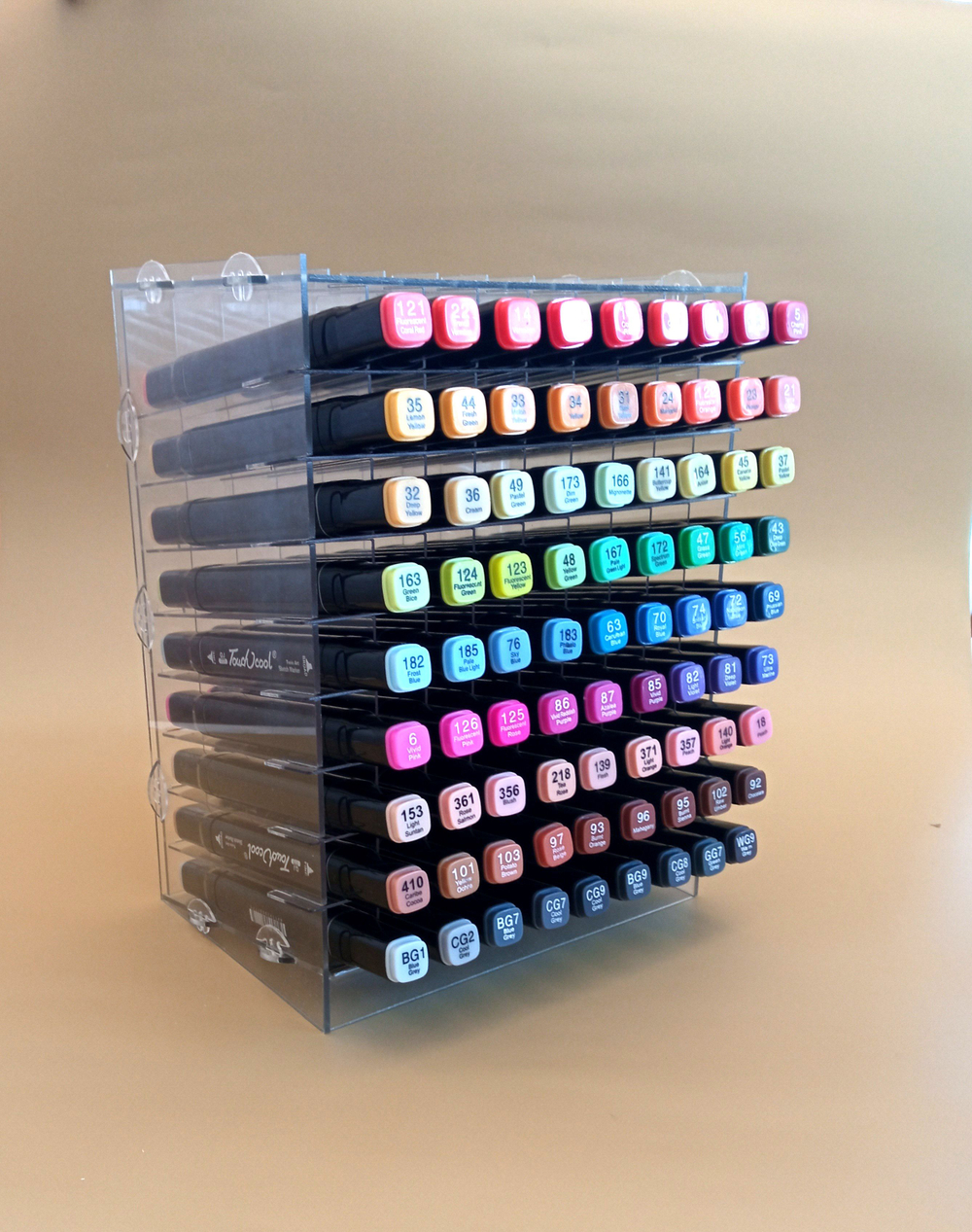 Подставка - органайзер для маркеров для скетчинга и рисования / Лаборатория Радуги, для 48 маркеров, прозрачный, из акрила