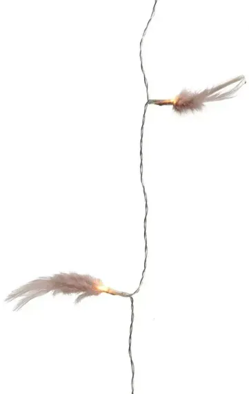 Светодиодная гирлянда Перышки розовые 180 см., 10 теплых белых LED, батарейки, прозрачный провод, Kaemingk (481918/2)