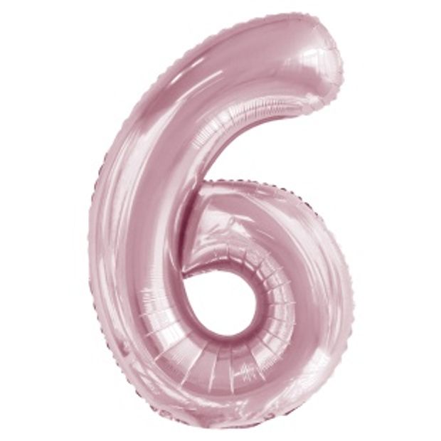 К Шар 34'' / 86 см "Цифра 6" Slim Светло розовый (БГ-60)