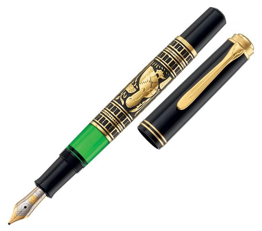 Перьевая ручка Pelikan Toledo M 700 черный серебро 925 с позолотой GT перо 18K M (927822)