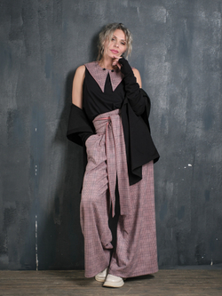 Палаццо  + кушак/ клетка персик