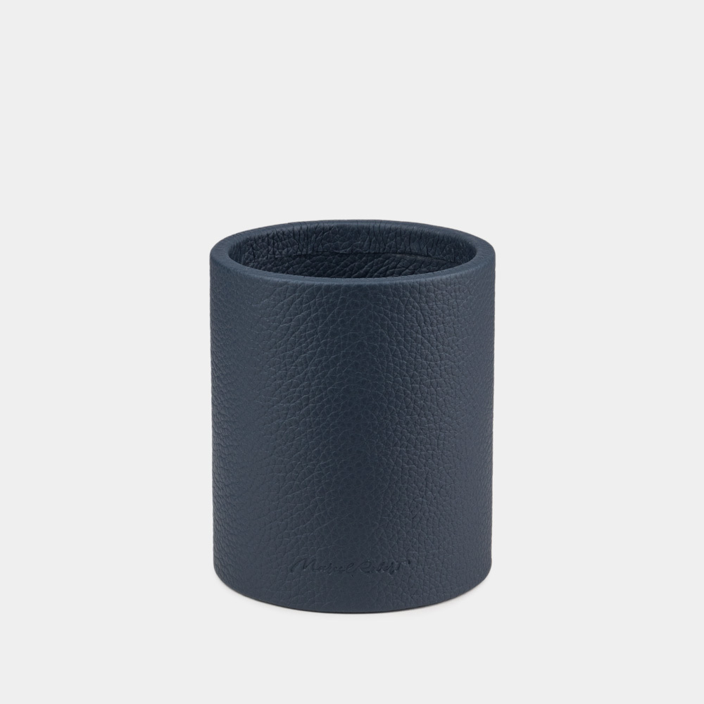 Подставка для ручек кожаная цвета синий