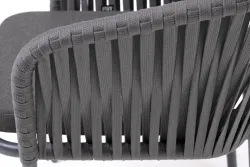 "Бордо" стул плетеный из роупа, каркас алюминий темно-серый (RAL7024) муар, роуп серый 15мм, ткань темно-серая 027