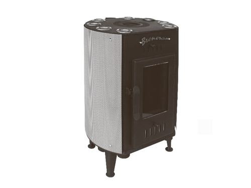 Печь-камин «Канадка» с варочной плитой в сетке серебро