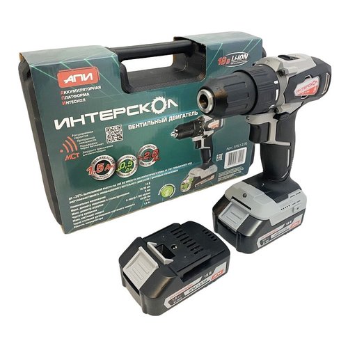 Дрель аккумуляторная Интерскол ДА-13/18 BK АПИ кейс 1,5Ач