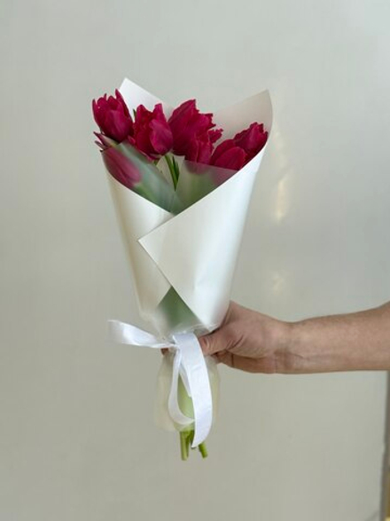 Быстросборная упаковка форма № 0 под 3/5/7/9 тюльпанов.Цвет: прозрачная матовая с белой пленкой.