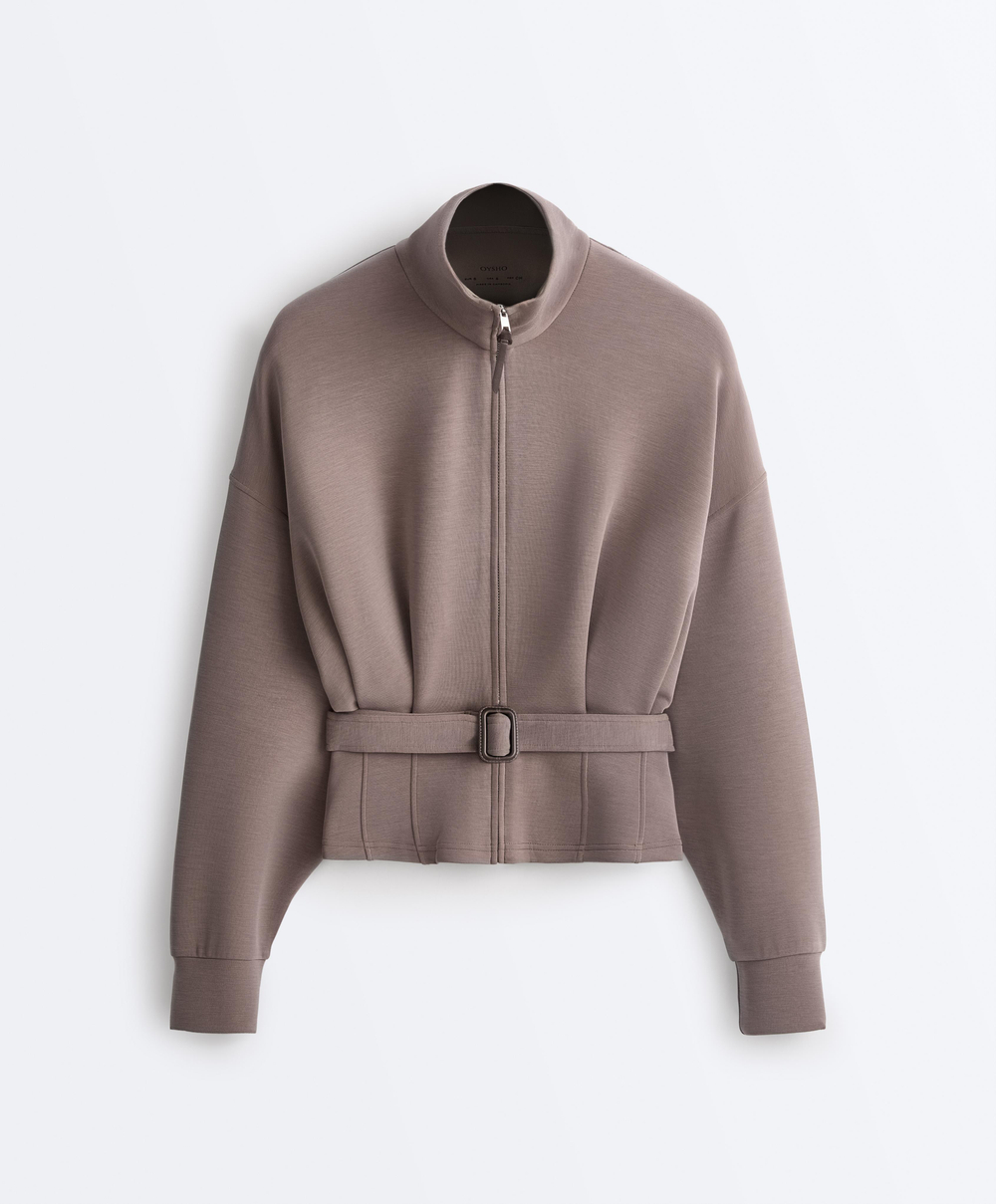 Oysho Мягкая куртка облегающего кроя, серо-коричневый