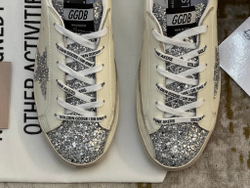 Super Star Wmns White Silver Glitters