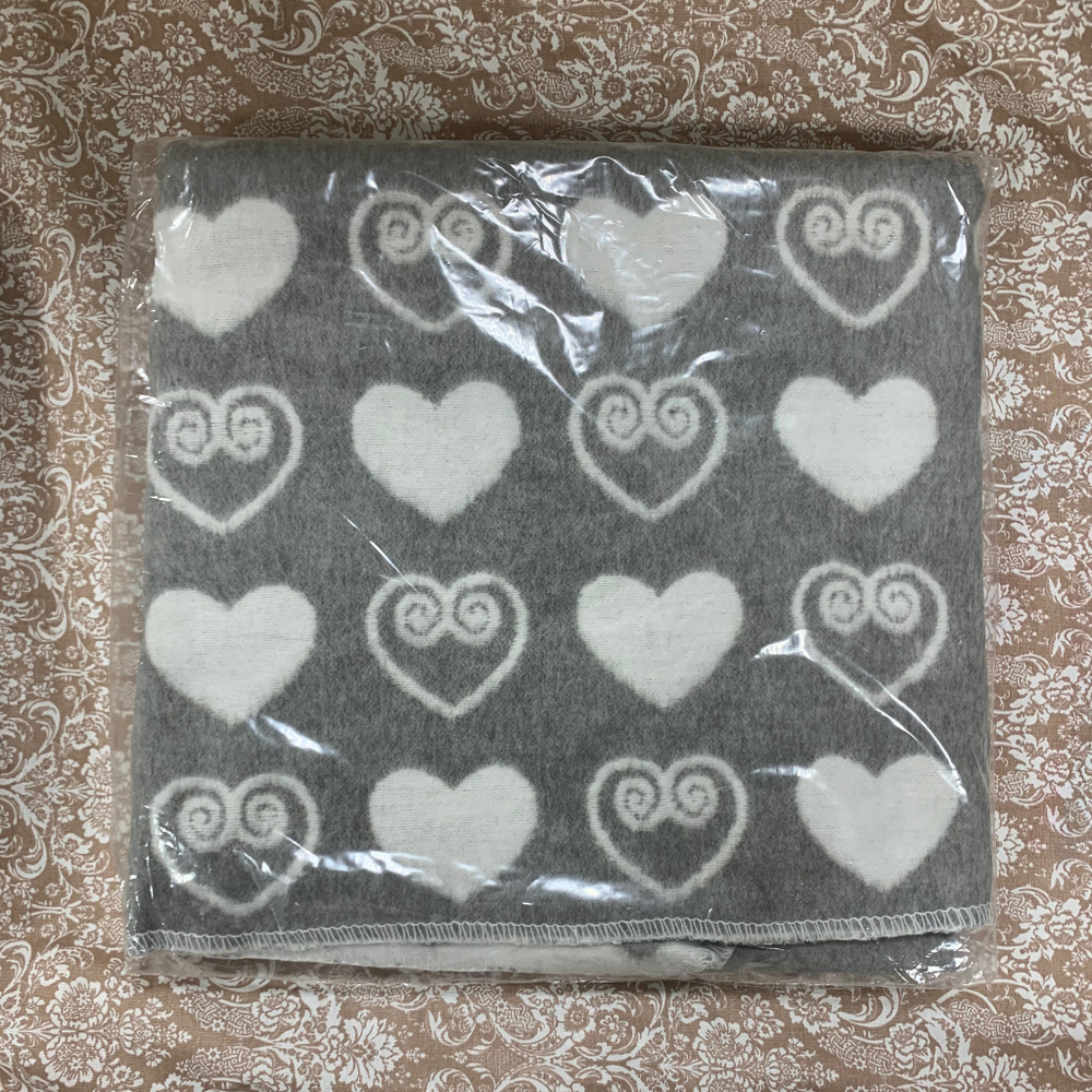 Одеяло х/б байк. детское арт. 57-5ЕТОЖ разм.140*100 серый сердечки