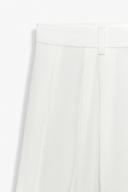 ZARA БРЮКИ WIDE-LEG С ЗАЩИПАМИ — ZW COLLECTION, БЕЛЫЙ