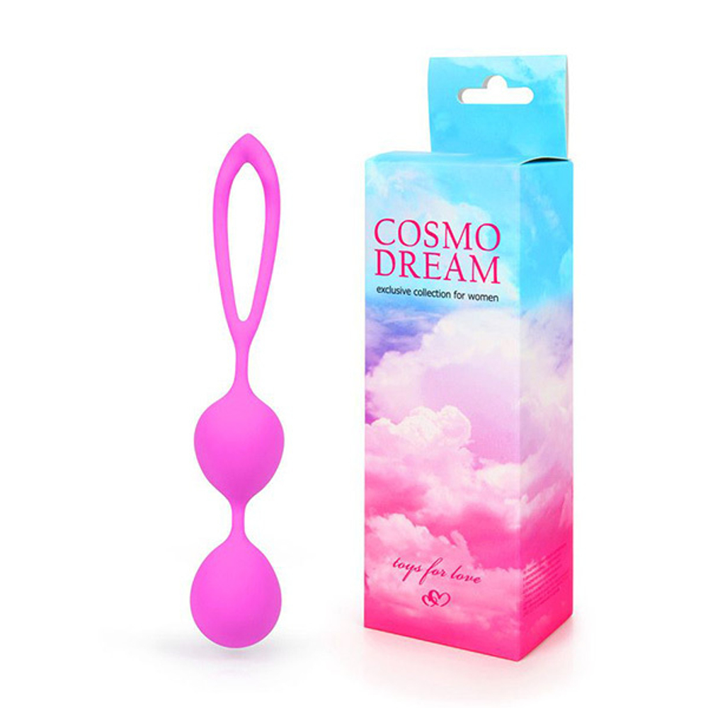 Розовые силиконовые вагинальные шарики с петлей 3см Bior Toys Cosmo WSL-15020