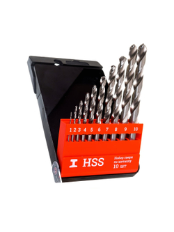 Набор сверл по металлу HSS (10 шт; 1-10 мм; шаг 1 мм) Gigant G-11123