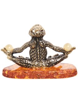 Народные промыслы AM-2145 Фигурка «Лягушка в медитации» (латунь, янтарь)