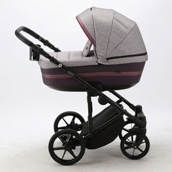 Детская коляска Adamex Rimini 2 в 1 RI40-LUX СВ.РОЗОВ+СЛИВОВАЯ КОЖА+СИРЕНЬ ПЕРЛ.ОТДЕЛКА