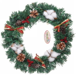 Венок хвойный новогодний «Праздничная радость» 30 см, красный