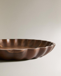ZARA HOME БЛЮДО С ВОЛНИСТЫМИ КРАЯМИ, КОРИЧНЕВЫЙ