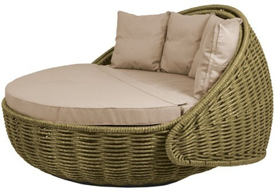 Круглый шезлонг Диван-кровать Nestbed (темно-зеленый, подушка светло-серая)