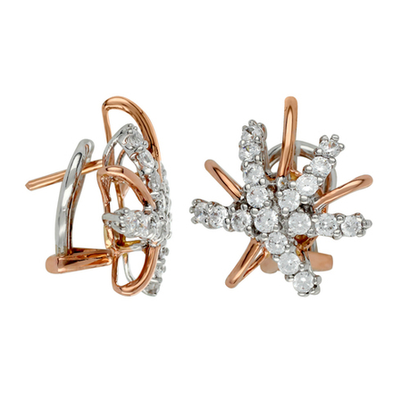 Серьги с фианитом Желтое Золото 585 пробы GL-ERB1668LS