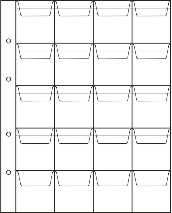 Лист для хранения монет на 20 ячеек (формат Optima) (200х250 мм)