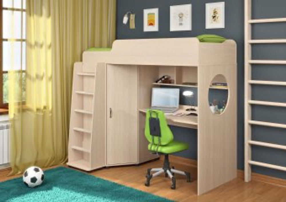 Кровать-чердак КарИВи Легенда 4.1 80х190 Дуб Молочный  Дуб Молочный