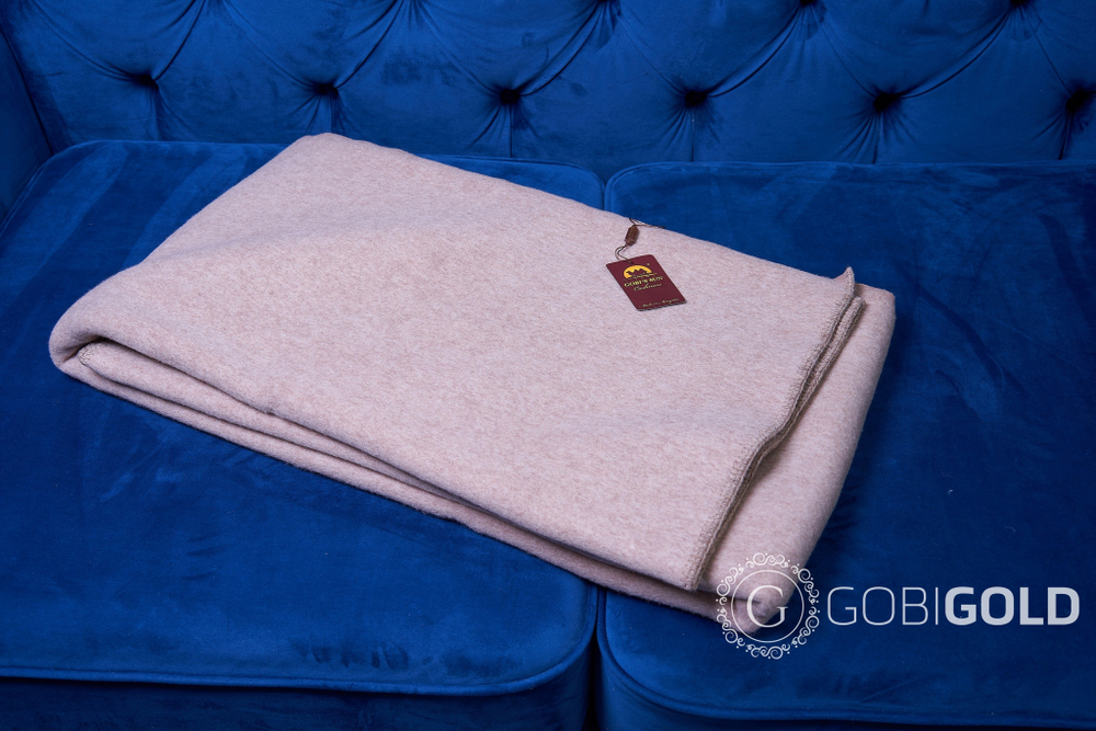 Одеяло тканое шерстяное из яка (Монголия) 150х200 см. - серо-бежевое