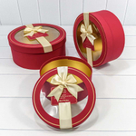 Коробка 28х11.5 см Набор 3 шт с окошком и бантом (Красный)