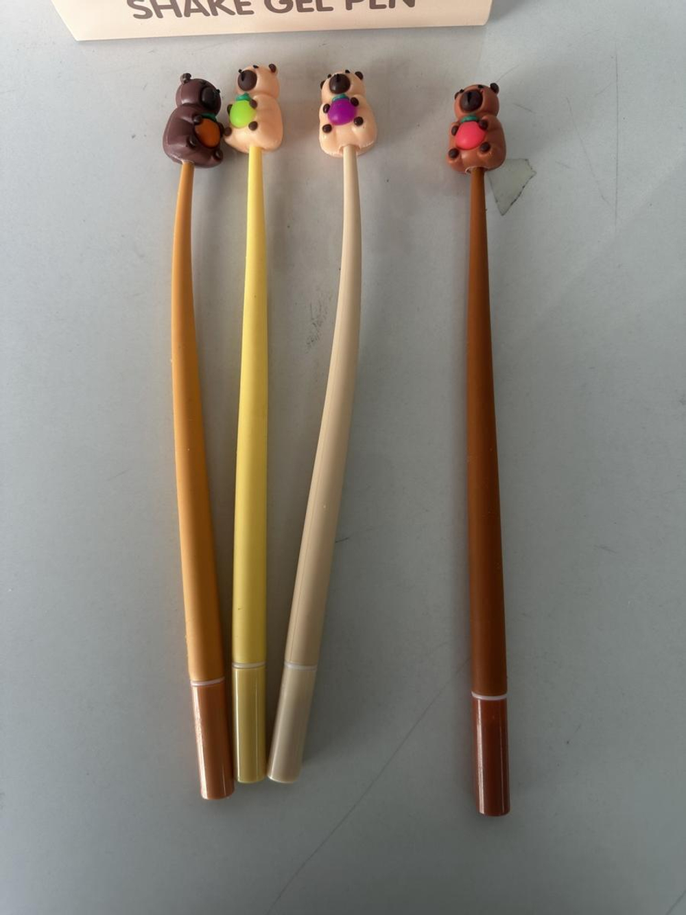 Ручка гелевая 0,5мм черная "Капибара" 2 вида микс (Комплект 48шт.)