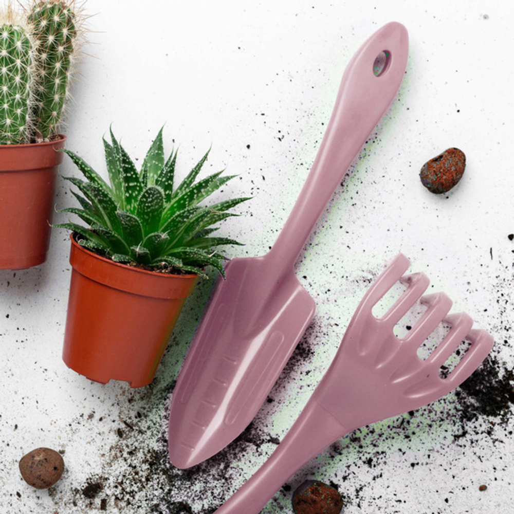 Набор садовых инструментов для персадки InGreen for Green Republic (грабельки,лопатка) цвет морозная слива