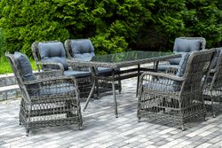 "Цесена" обеденная группа плетеная из искусственного ротанга, цвет графит