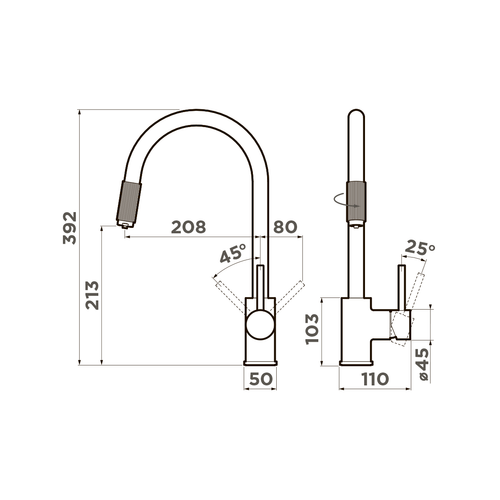 смеситель для кухни Omoikiri Tamura-BN латунь/нержавеющая сталь