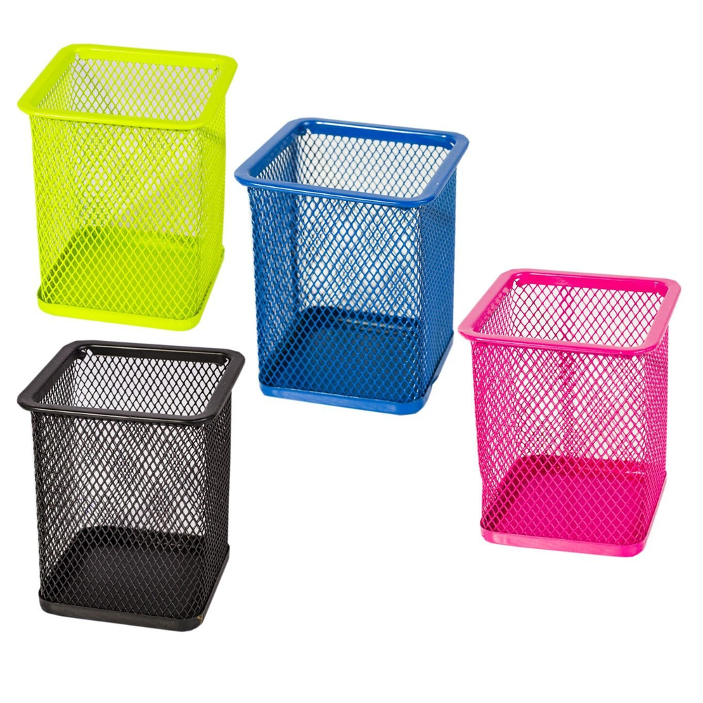 Подставка-стакан для канцтоваров Alingar, металлическая, квадратная, сетчатая, ассорти