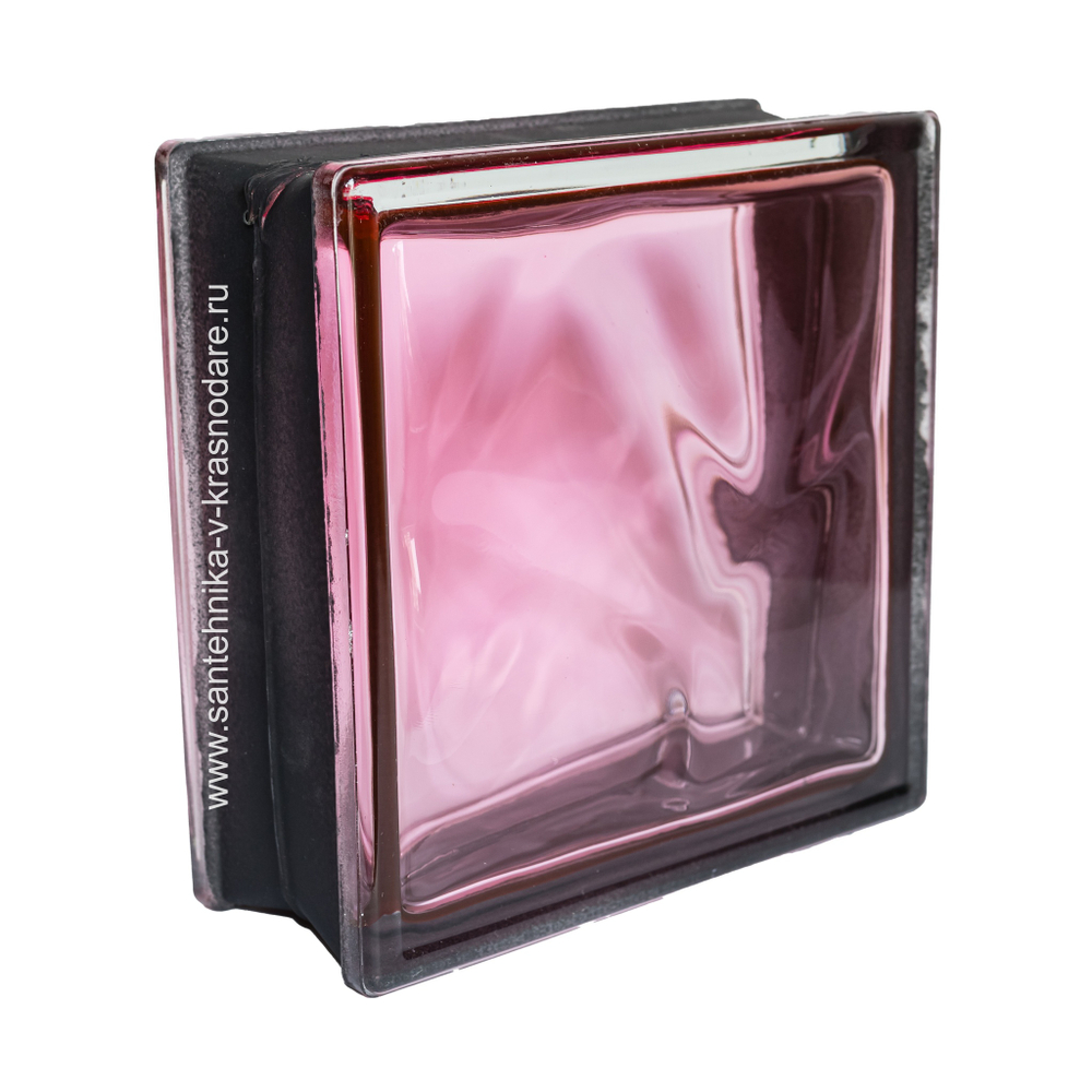 Купить  Стеклоблок розовый  волна черный бриллиант Vitrablok 19х19x8