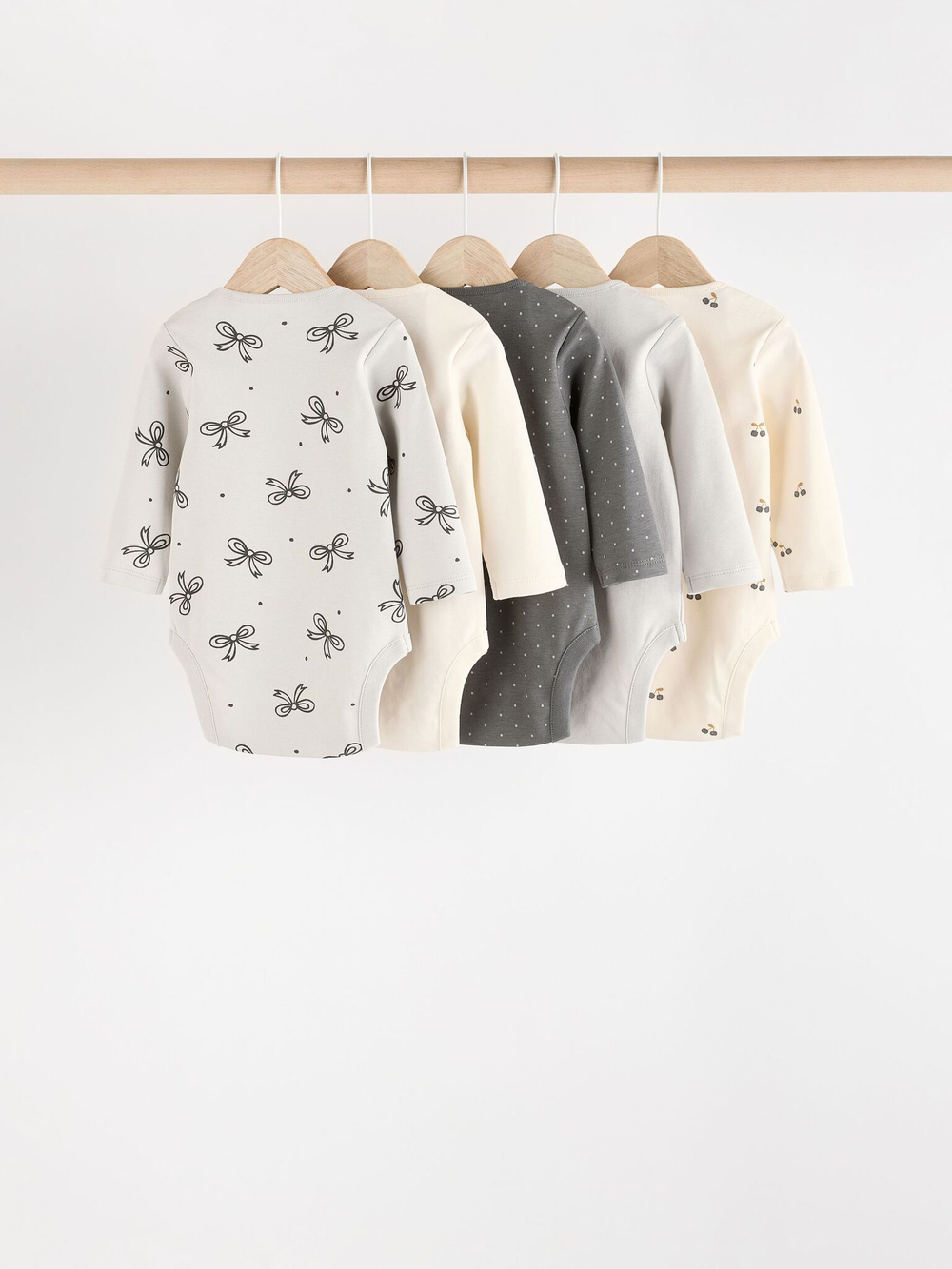 Боди с длинным рукавом для малышей Next N95-294, 5 шт., Бежевый, Серый