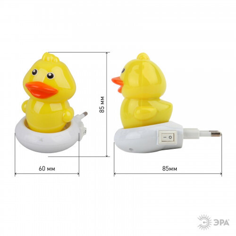 Ночник - светильник светодиодный ЭРА NN-609-SW-Y в розетку с выключателем желтый