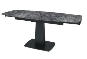 Стол "ВЕГА" 120-180, керамика Bonix Grey глянцевая, опоры черный муар