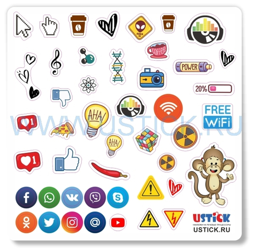 "Крутой" Набор универсальных наклеек ДЛЯ СВЕТЛЫХ АППАРАТОВ