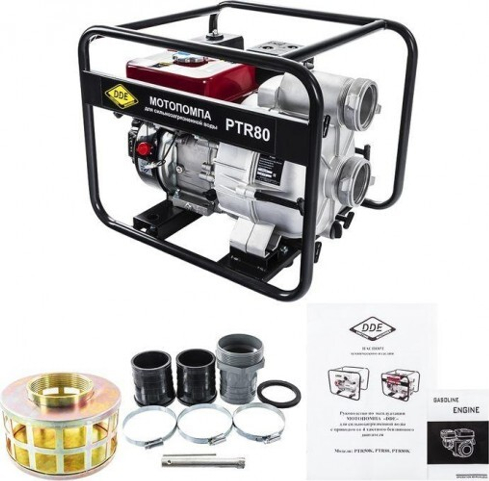 Мотопомпа бензиновая DDE PTR 80 для грязной воды PTR80