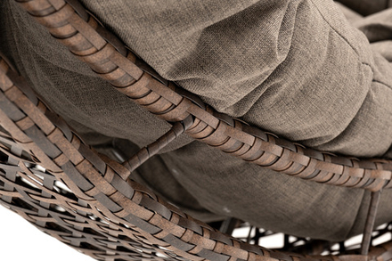 "Виши" подвесное кресло-кокон из искусственного ротанга, цвет коричневый с серо-коричневой подушкой