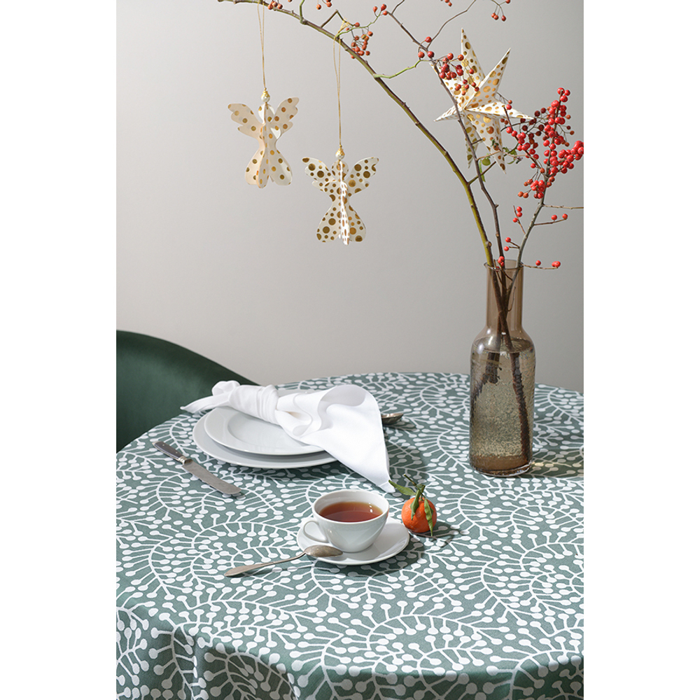 Скатерть из хлопка зеленого цвета с рисунком Спелая смородина, scandinavian touch, 180х180см