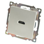 Розетка HDMI 2.1, Type A (механизм), STEKKER GLS00-7118-03, серия Катрин, серебро 50061