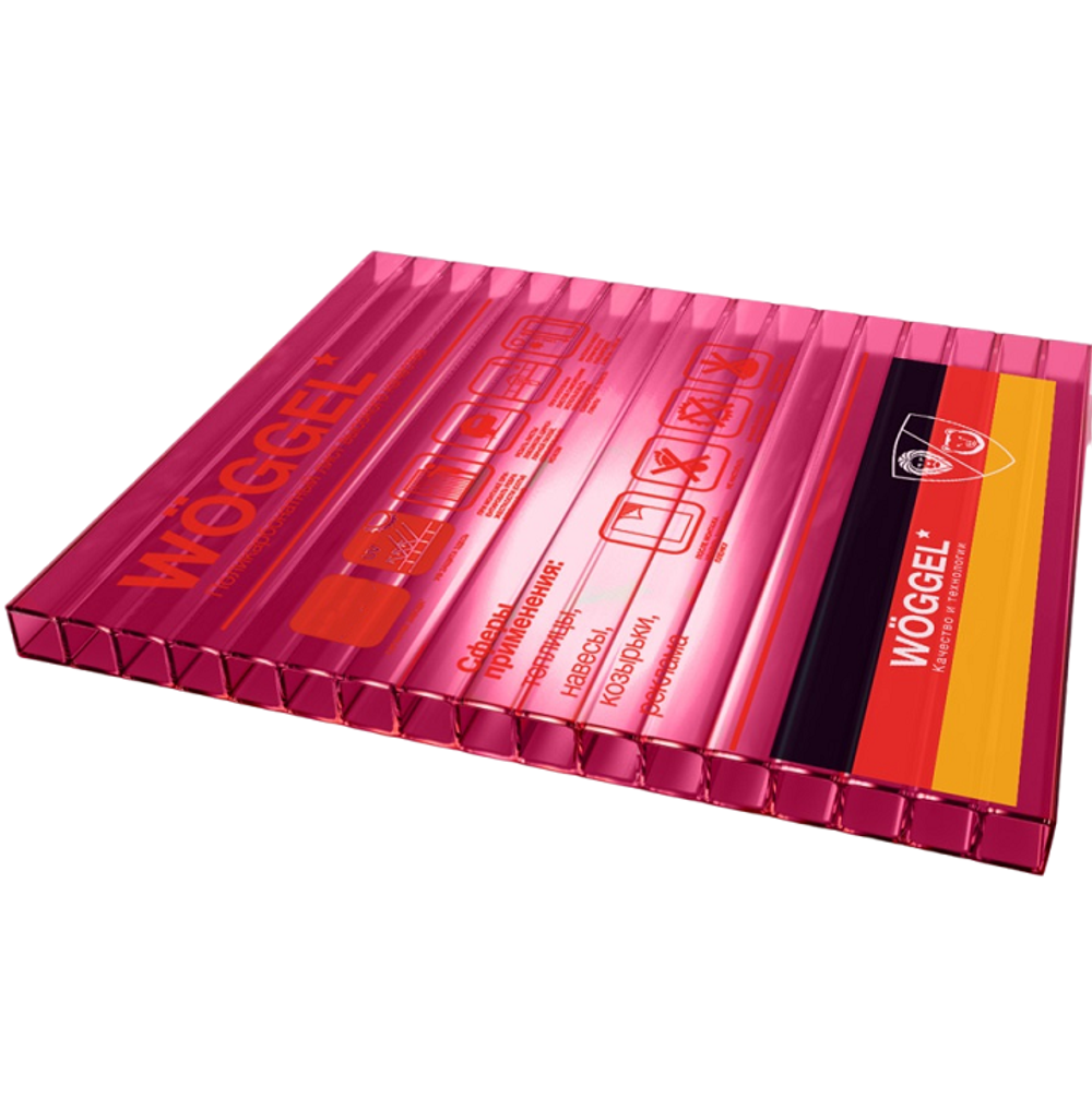 Поликарбонат сотовый Wöggel красный 6 мм 2,1х6 м