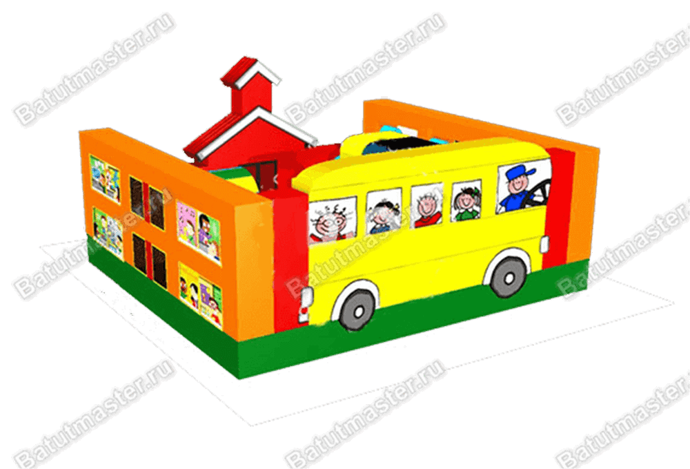 Надувной батут "Школьный автобус"
