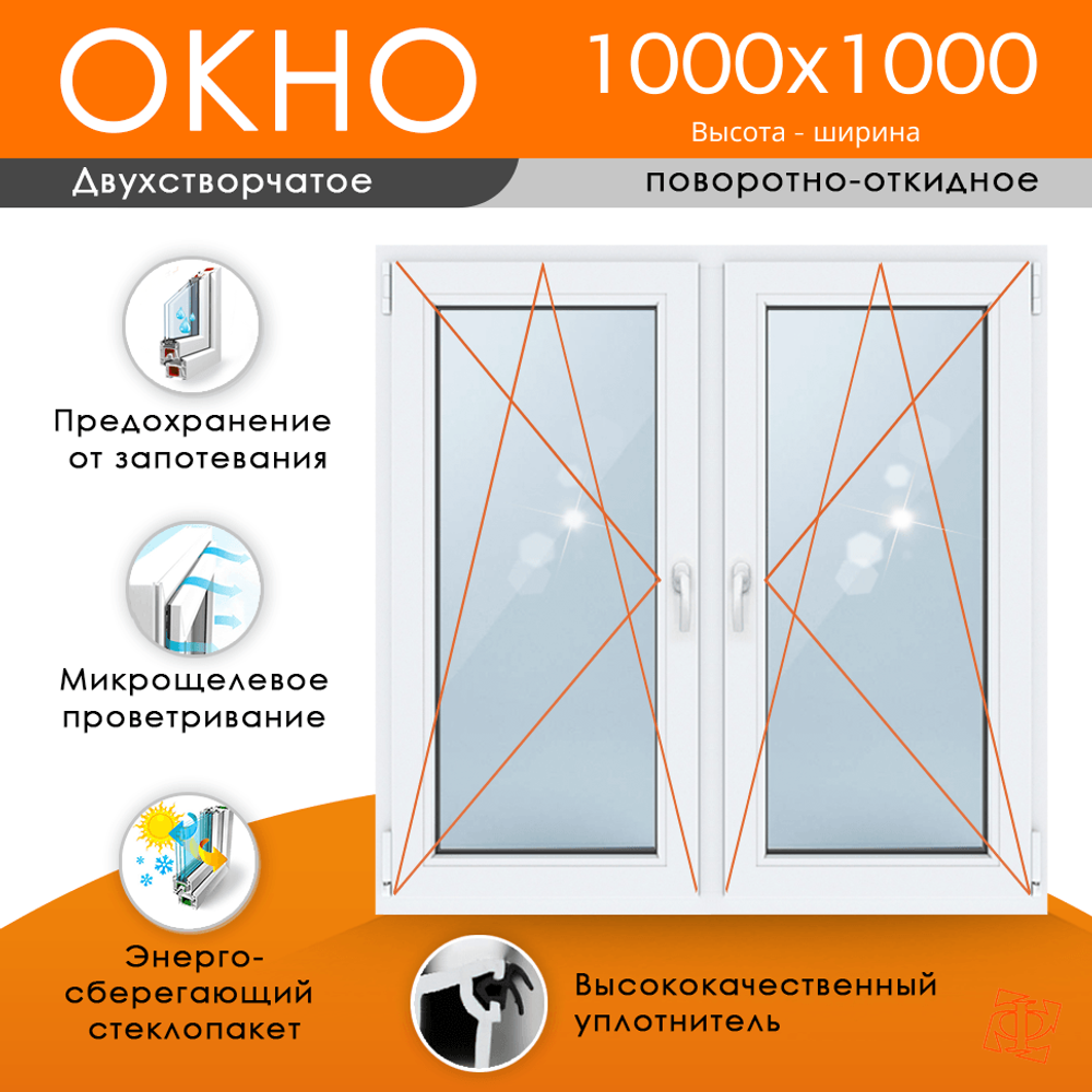 Пластиковое окно 1000 х 1000 ТермА Эко
