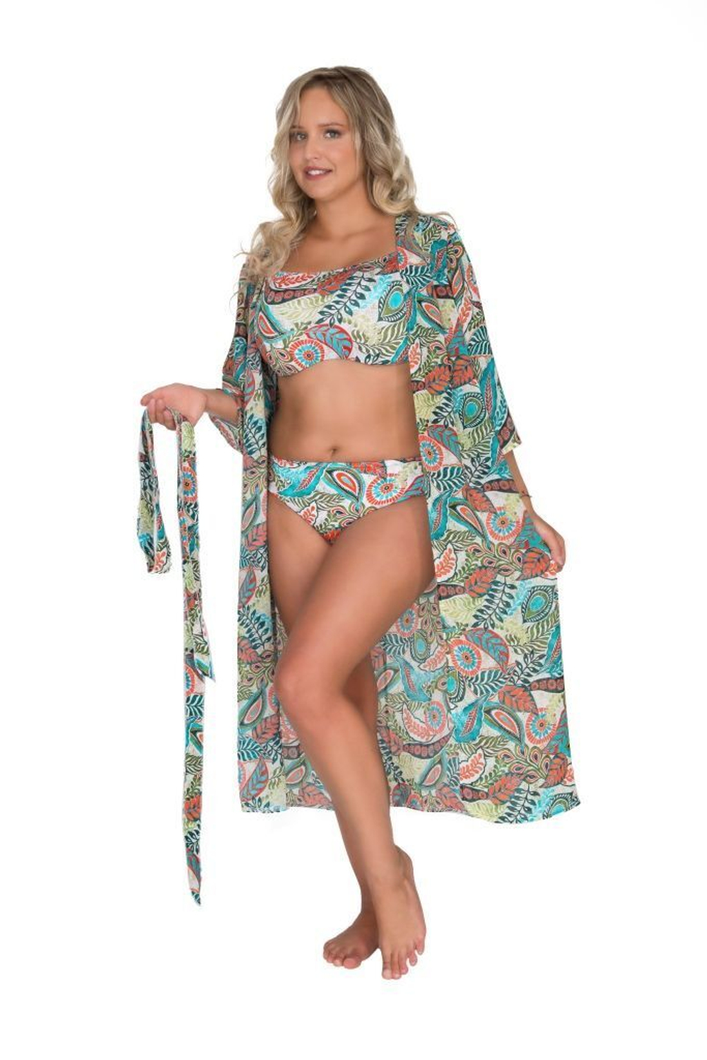 Купальный лиф-топ с растительным орнаментом (Размер: 65J) (Цвет: разноцветный)