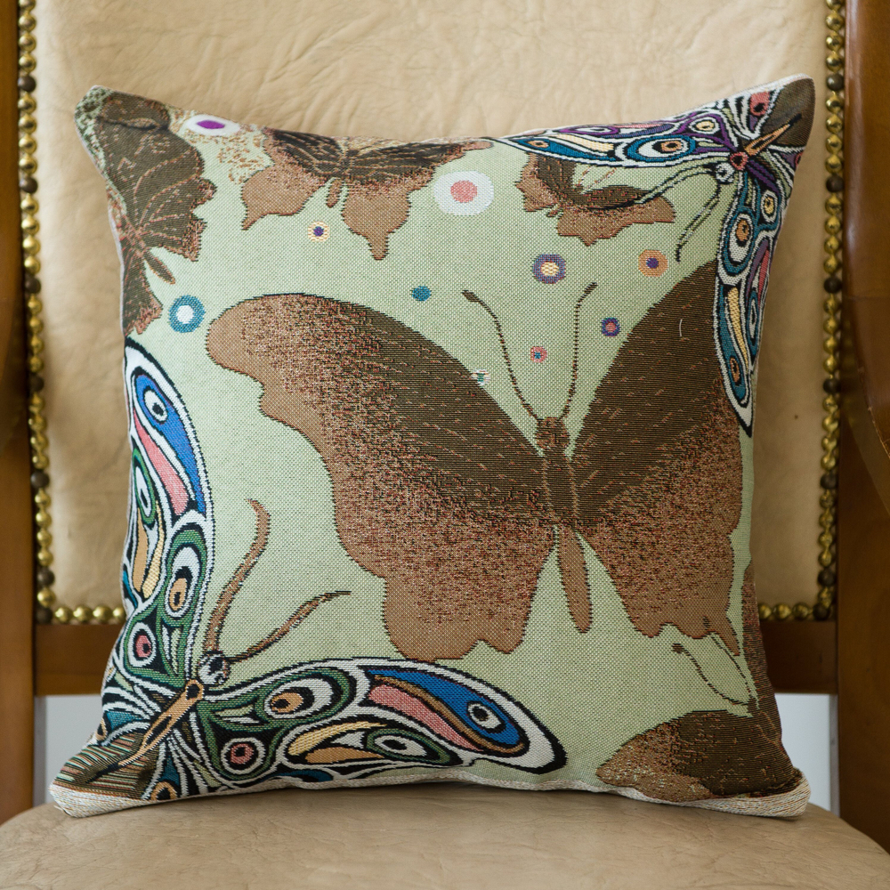 Декоративный гобеленовый чехол для интерьерной подушки Бабочка тень 38х38